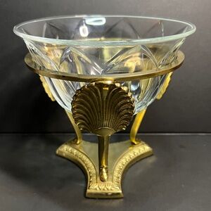 Vintage Hosley Brass “Fanfair” Solid Brass Stand-Potpourri, Candle or Candy Bowl